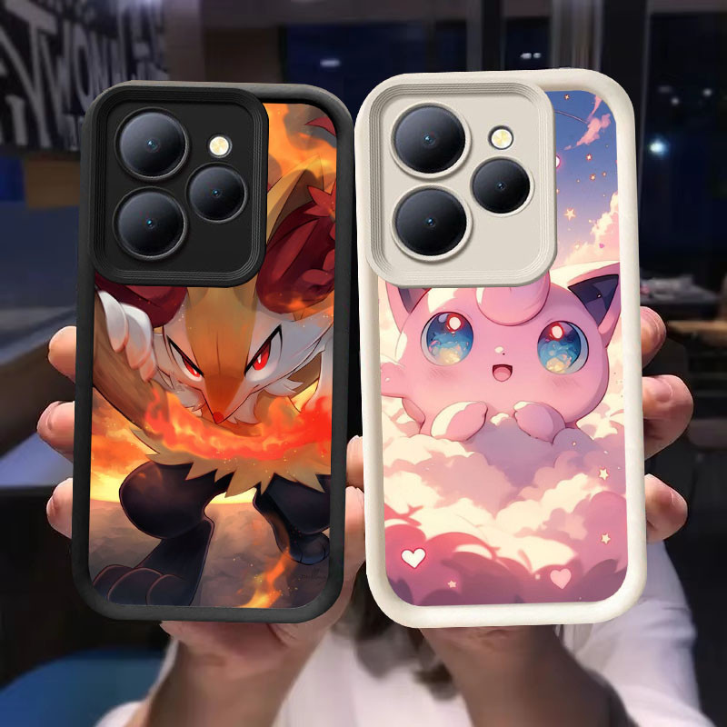 O-60 Pokemon Casing untuk Tecno ITEL A70 POP Spark 8 Pova 6 GO 2024 20 Pro 5G Hitam dan Putih