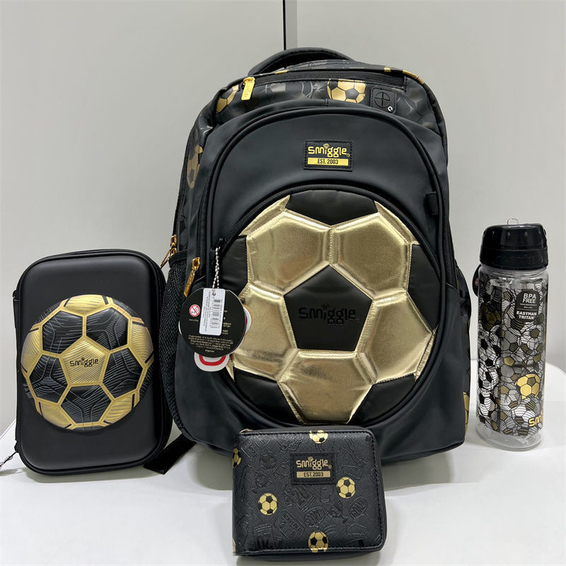 NEWAR - Tas Ransel Anak  Australia Smiggle Gold Football School Bag Set Multi-functional Pen Box Sho