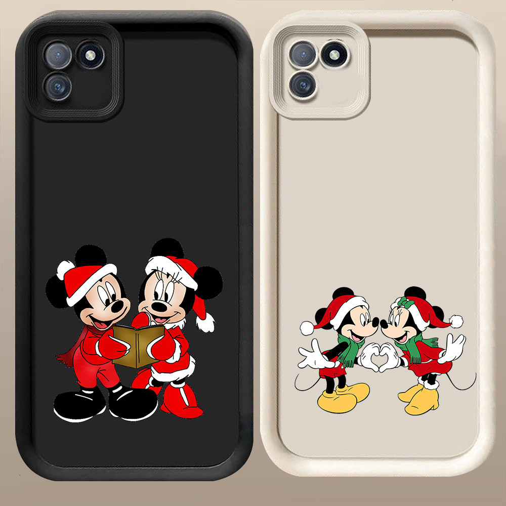 D-93 Christmas Mickey Case Hitam Putih Casing untuk Realme C11 2021 C20 C20A