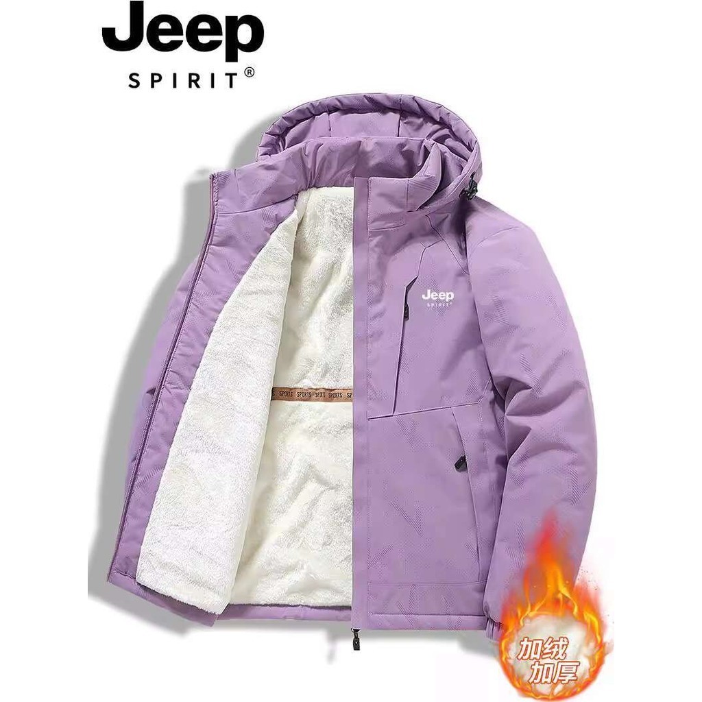 Jeep wanita 2024 baru musim dingin pertengahan tua klip jaket plush tebal kapas tahan hangat