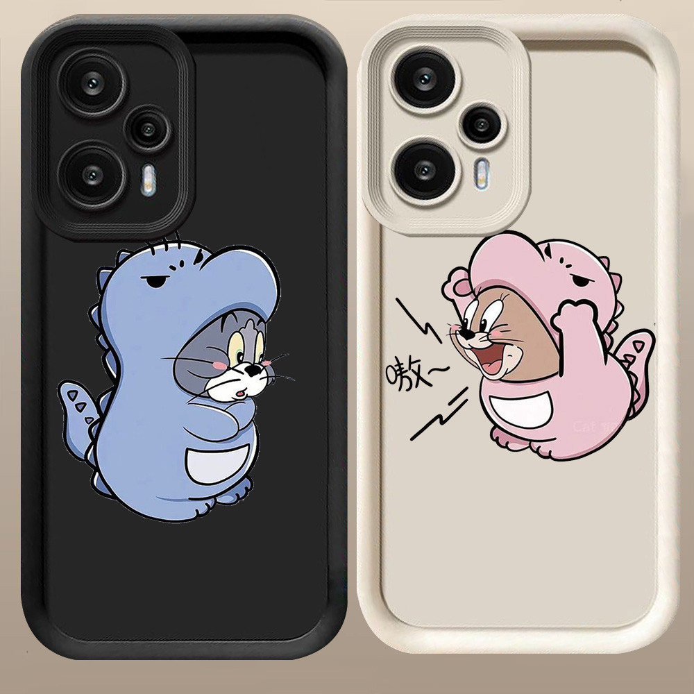 D-44 Cat Mouse Case Hitam Putih Casing untuk Xiaomi Redmi 13 Turbo 3 POCO F5 X5 F6 X7 Pro 5G