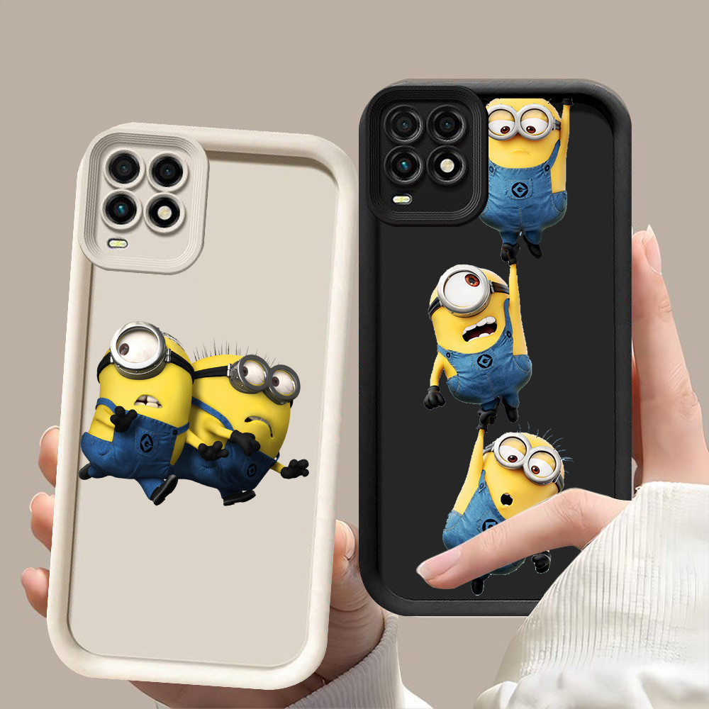 D-8 Cute minions Case Hitam Putih Casing untuk OPPO A54 Realme 8 8S Pro 5G