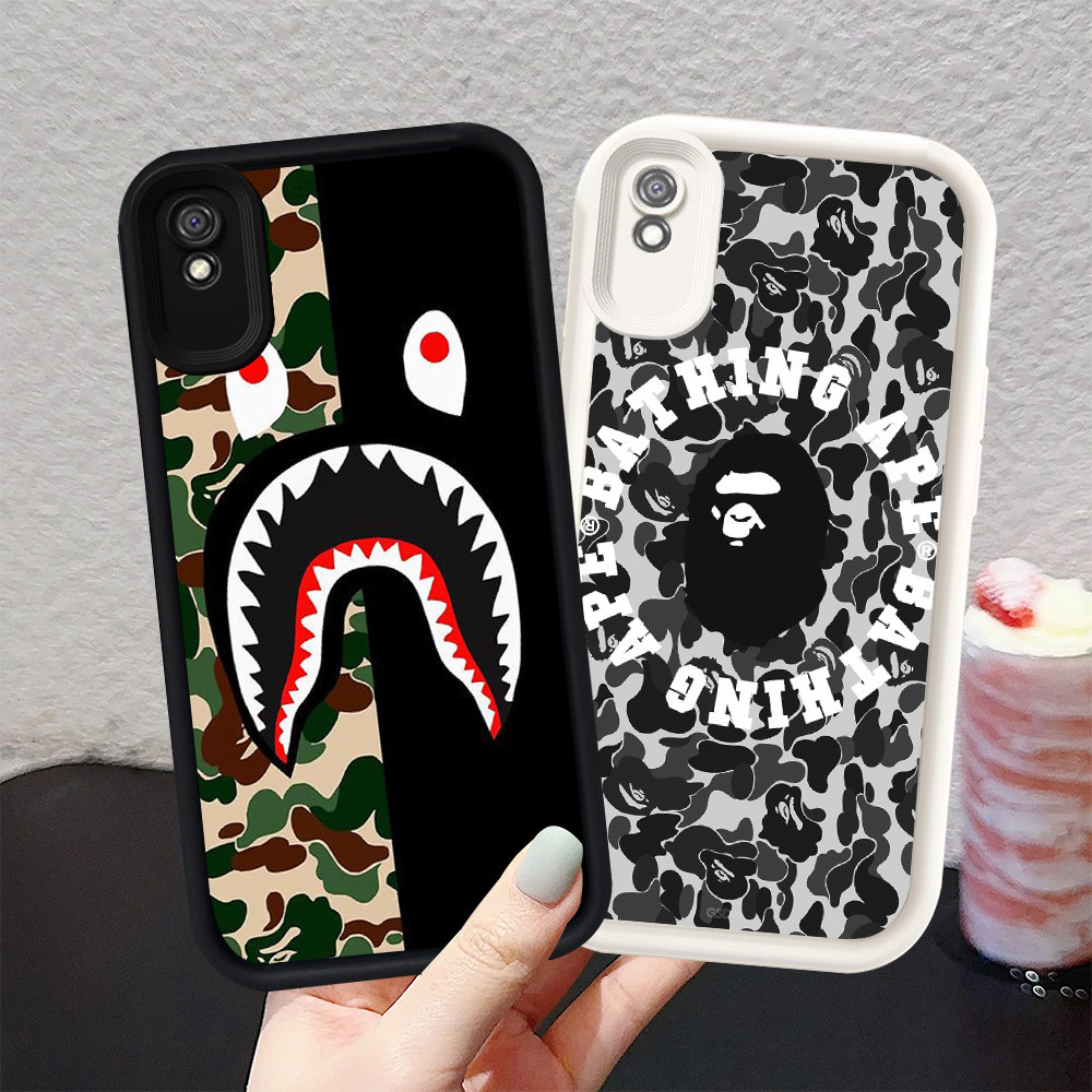 R-6 Bape Shark Case Lembut Casing untuk Xiaomi Redmi Note 9A A1 7 9T Pro Cover