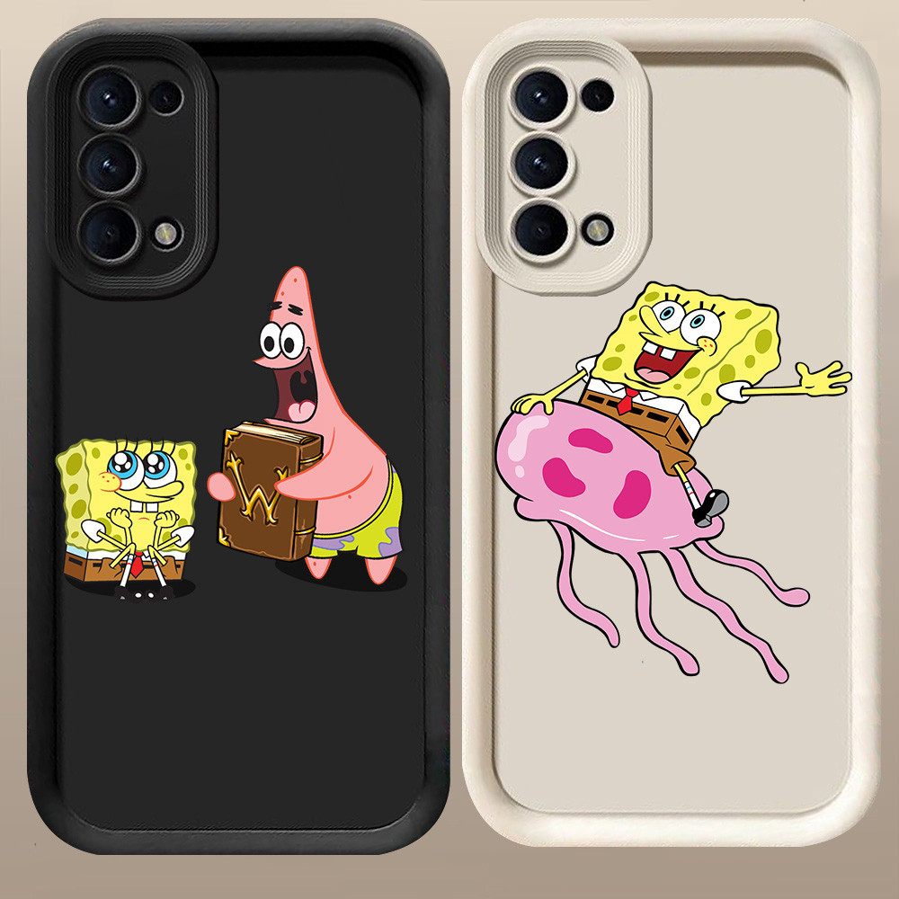 D-83 Spongebob Case Hitam Putih Casing untuk OPPO A92 A52 F19 F19s A95 A72