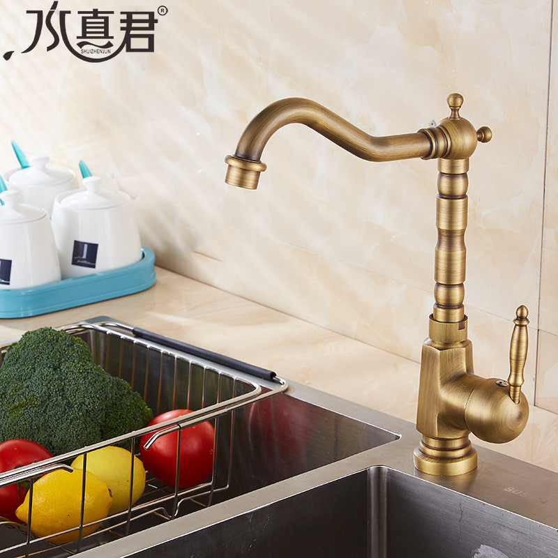 Kran Wastafel Dapur Faucet Water Taps Kitchen Cuci Piring Cuci Sayuran  Gaya kuno yang panas dingin,