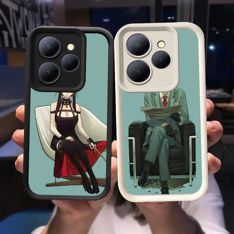 O-9 SPY×FAMILY Casing untuk Tecno ITEL A70 POP Spark 8 Pova 6 GO 2024 20 Pro 5G Hitam dan Putih