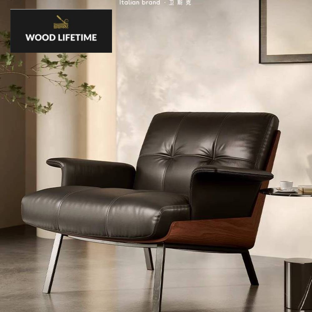 Kursi lengan kulit VRSUK Daiki sofa tunggal lounge kursi malas ringan mewah modern minimalis produk 