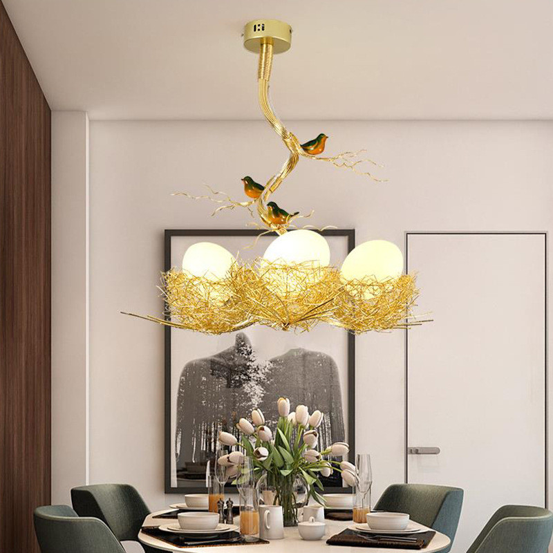 Lampu Langit-Langit Ceiling Lamp Ruang Tamu Modern Hangat  Cahaya pendant sarang burung gaya pedesaa