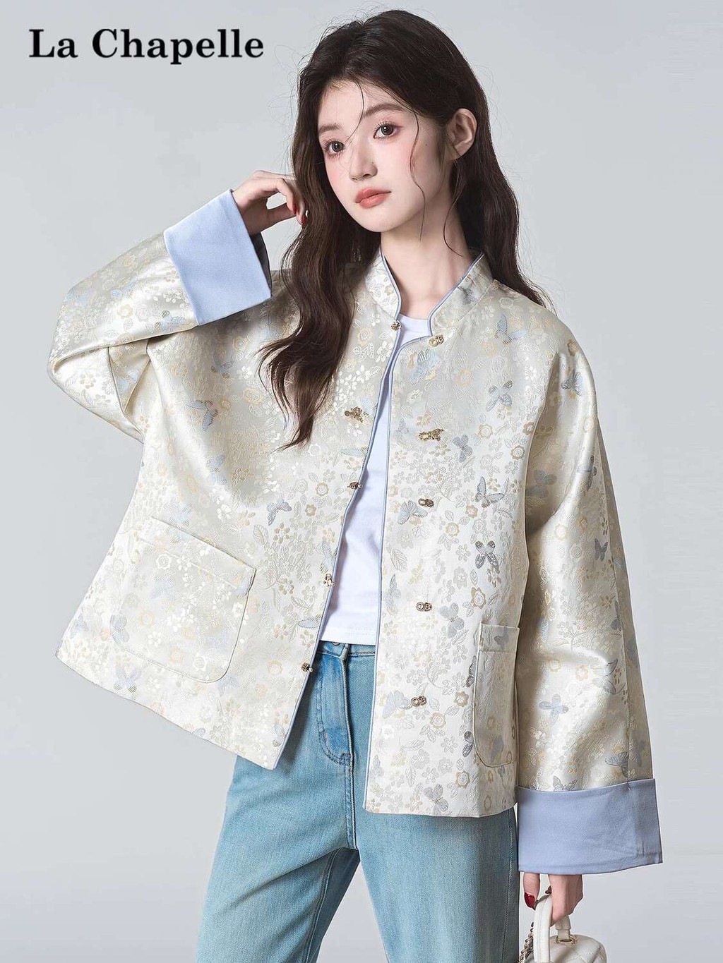 La Chapelle Gaya Cina Dicetak Pelacur untuk Wanita 2025 Musim semi dan musim gugur Penuaan Mode Baru