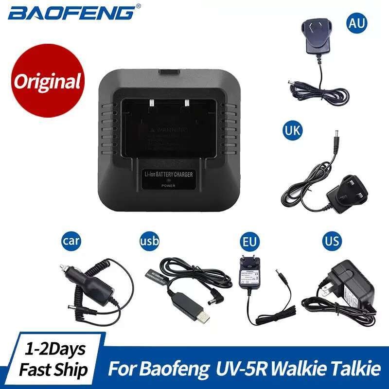 Daya Pengisi Baterai EU/US/UK/AU/USB/Mobil Untuk Baofeng -5R DM-5R Plus Walkie Talkie 5R Dua - DM -