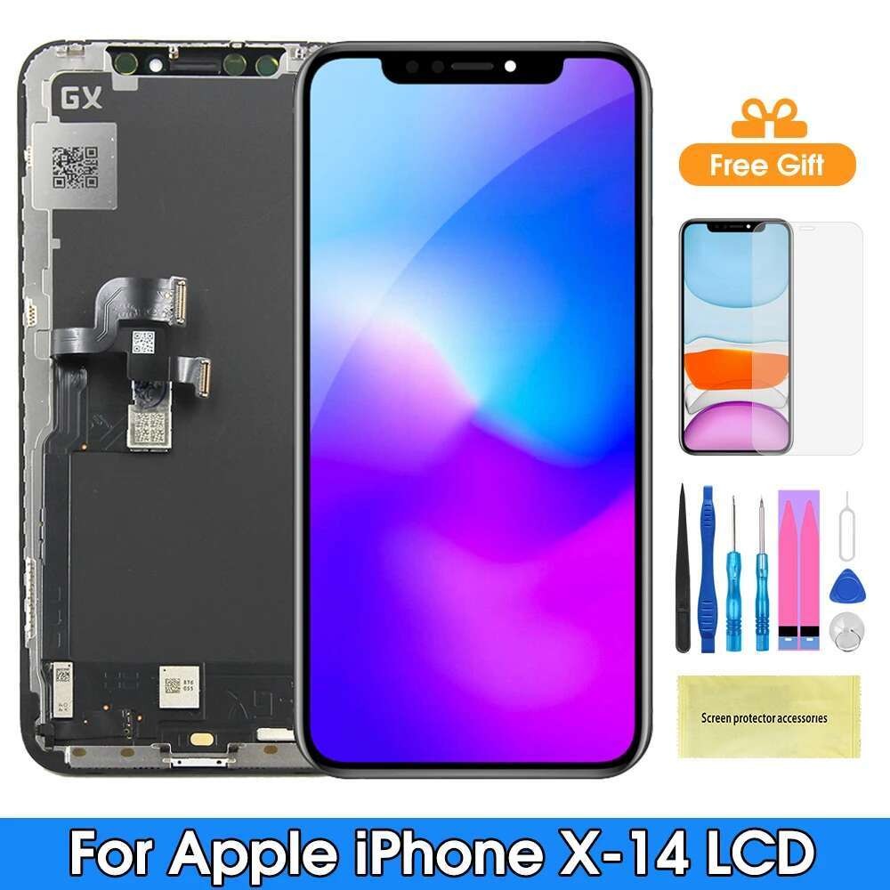 X OLED XS XR Layar LCD Perakitan Layar Sentuh Digital Pengganti untuk iPhone 11 12 13 Pro Max 14 P