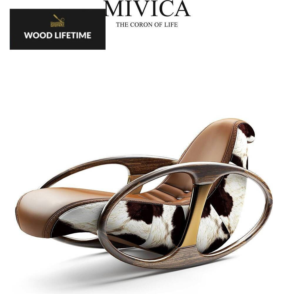MIVICA kulit mewah modern ruang kayu, kursi rocking libur, sensasi seni tinggi sofa tunggal K1