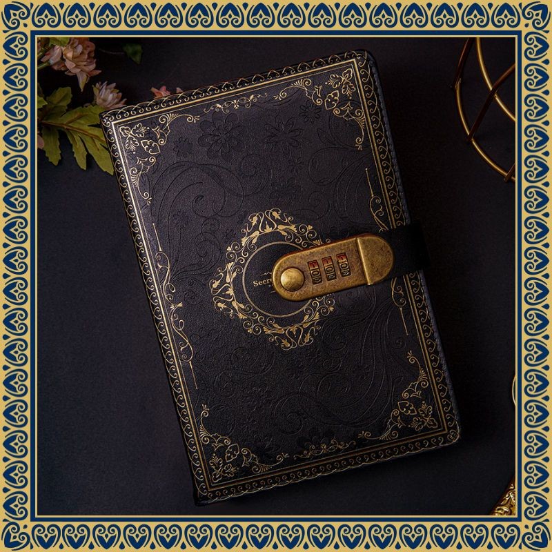 

Buku catatan bantalan kata sandi retro Taman Victoria dengan buku harian kunci menebal kotak hadiah buku besar mahasiswa