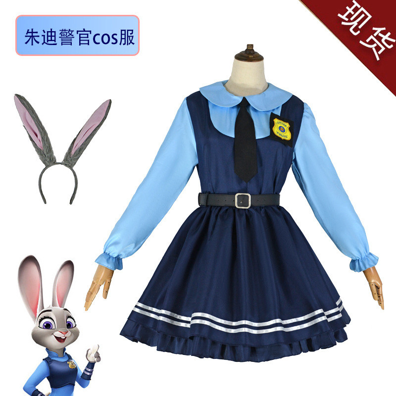 Kostum Cosplay Wanita  Zootopia Halloween kosplay gaun dewasa wanita kelinci laki-laki dan perempuan