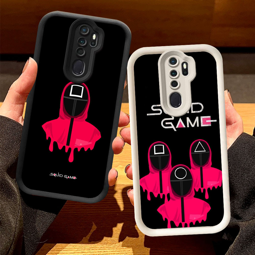 O-46 Squid Game Casing untuk OPPO Reno F5 A5 2F F11 A9 2Z 2020 Pro Hitam dan Putih