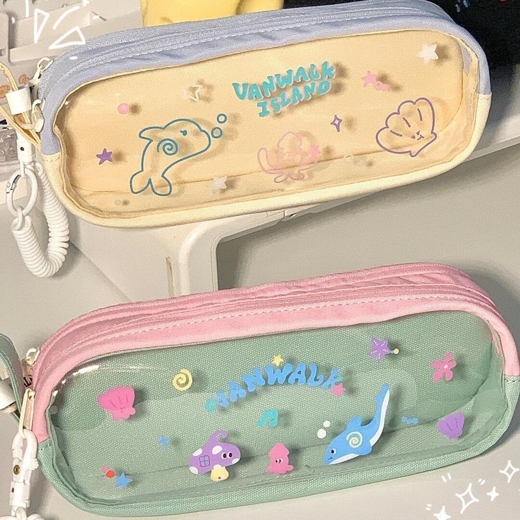 

VANWALK Bubble Island tas pensil penyimpanan lapisan nyeri persegi kecil asli ringan dan sederhana tas alat tulis tas genggam untuk wanita