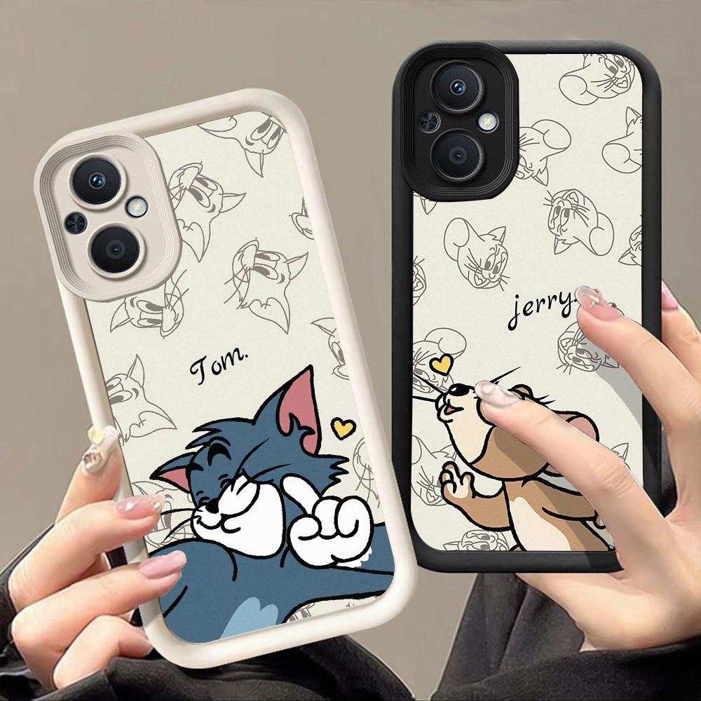 Casing untuk OPPO Reno Find 8 7Z 7 X5 8Z Lite 5F 5G Q-79 couple Cat Mouse