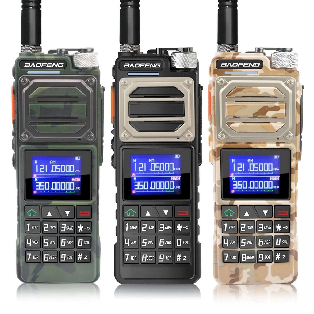 Baofeng Walkie Talkie Air Receive Scrambler 10W FM Radio Dua Arah Enam Rx Tiga Band Tx -25M -25M