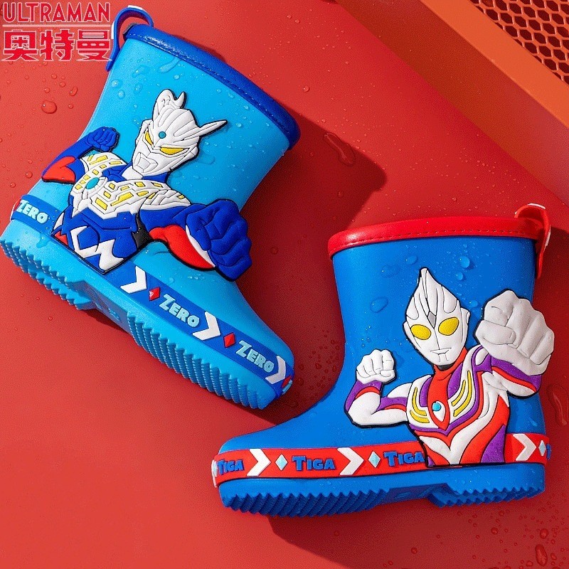 Rain Boots Anak  Sepatu Ultraman baru garis anak-anak bayi, berat ringan, slip dan anti air untuk an