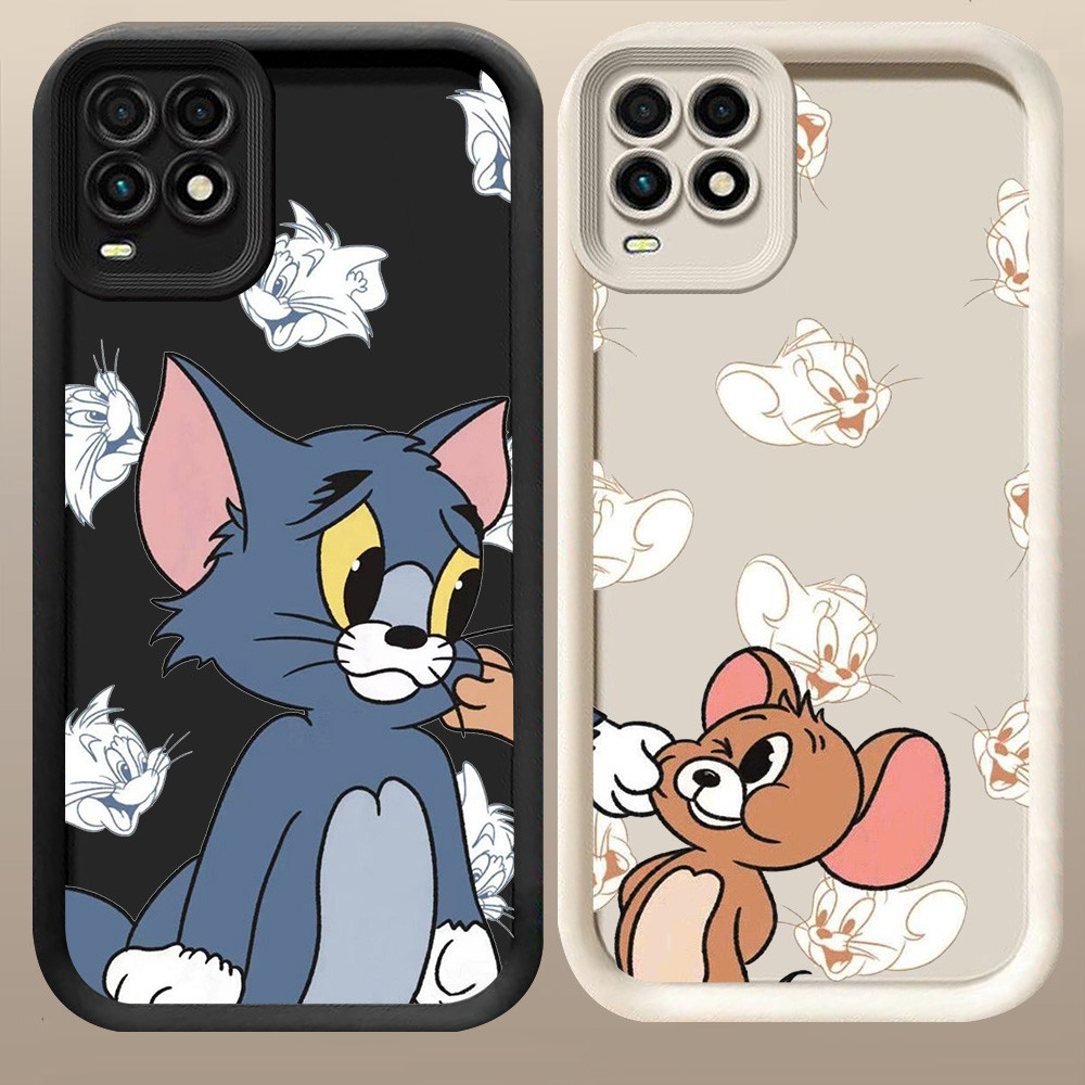 D-85 Cat Mouse Couple Case Hitam Putih Casing untuk OPPO A54 Realme 8 8S Pro 5G