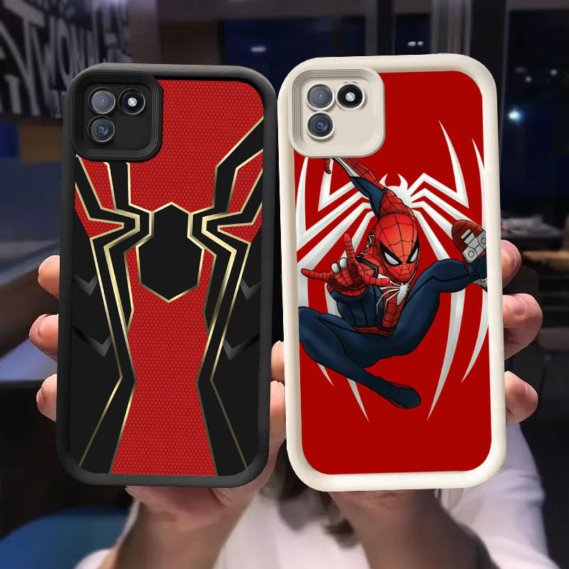 O-24 Spiderman Casing untuk Realme C20A C11 2021 C20 Hitam dan Putih