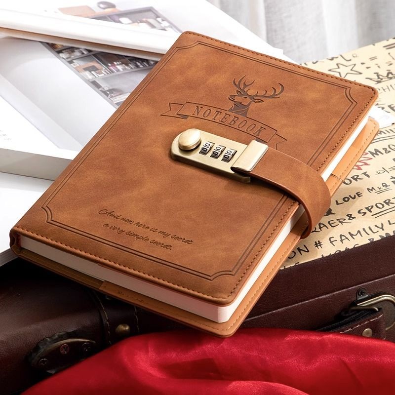 

A5 Retro Password Pad With Lock Diary Thickened Creative Handbook Student Note Stationery Notebook