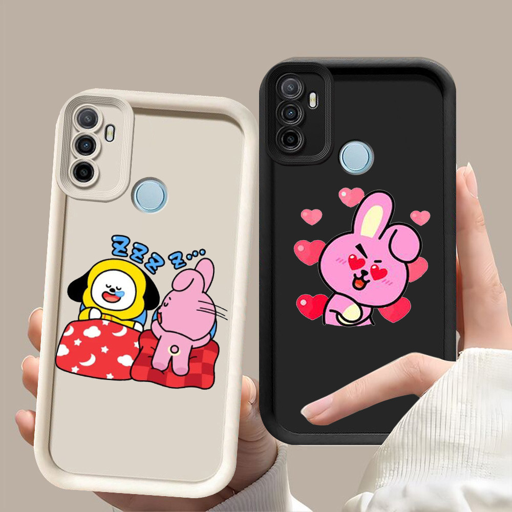 D-59 BT21 Cooky Case Hitam Putih Casing untuk Realme 7i C17 OPPO A53S A33 A53