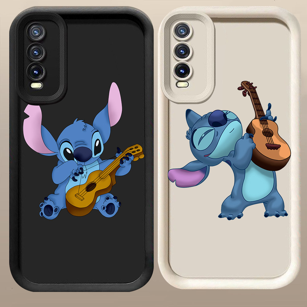 D-74 Cute Stitch Case Hitam Putih Casing untuk VIVO Y12s Y20i Y11s Y20 Y20s S1 Pro