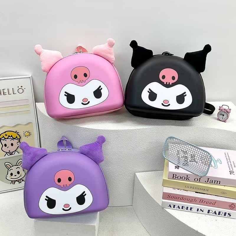 Tas Ransel Anak  Tas kartun karet gadis gaya manis Kuromi taman kecil ultra ringan tas punggung anak