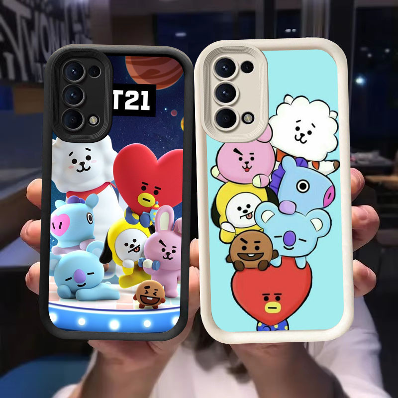 O-42 BT21 Casing untuk Samsung S20 FE A71 A31 A51 Hitam dan Putih