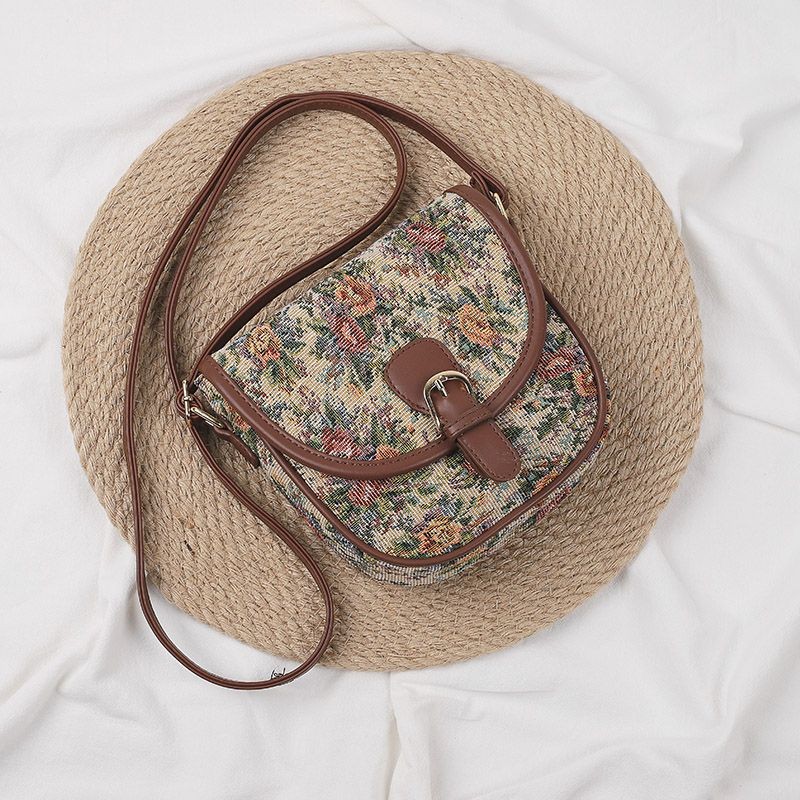 Tas Sadel Sastra Satu Bahu Kecil Segar Gaya Hutan Jepang Tas Kecil Retro Gaya Etnik Tas Kanvas Katun