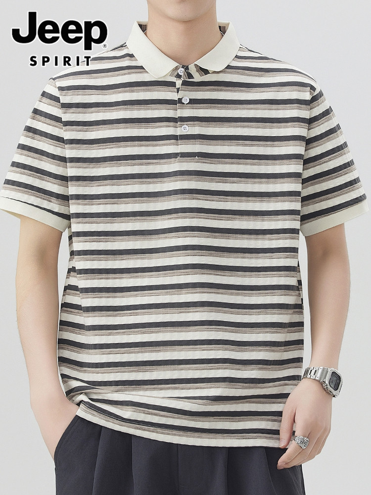 Jeep 2025 baju polo baru lengan pendek musim panas tipis lapel biasa t-shirt pria