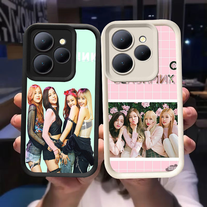 O-18 BLACKPINK Casing untuk Tecno ITEL A70 POP Spark 8 Pova 6 GO 2024 20 Pro 5G Hitam dan Putih