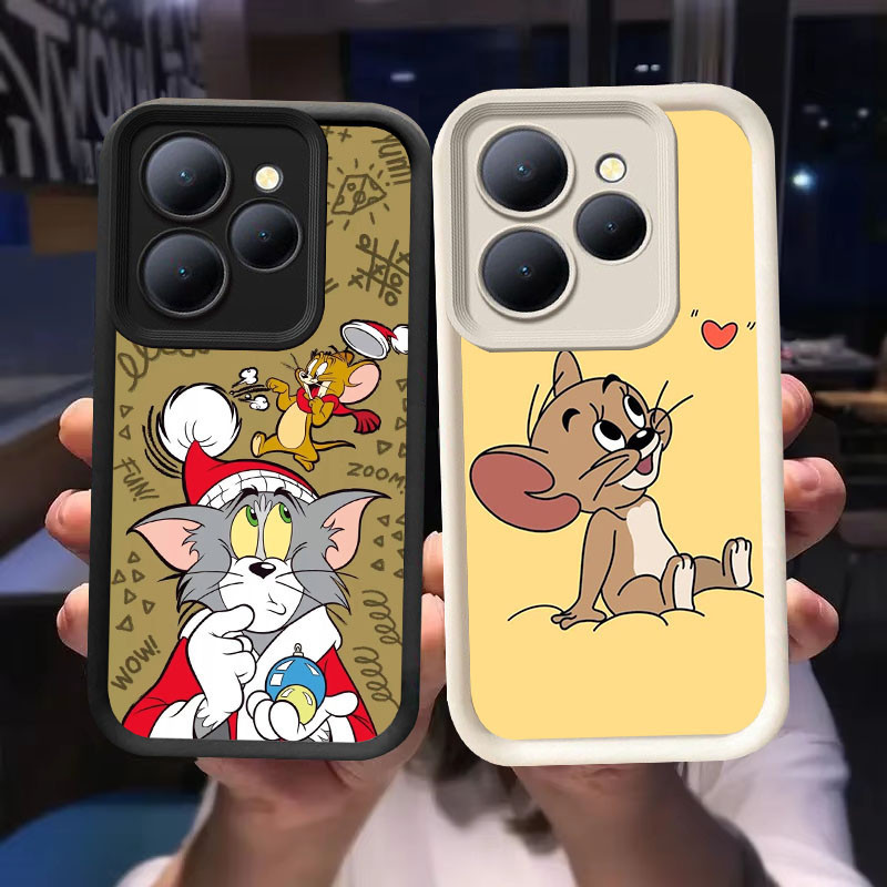 O-43 Mouse Cat Casing untuk Tecno ITEL A70 POP Spark 8 Pova 6 GO 2024 20 Pro 5G Hitam dan Putih