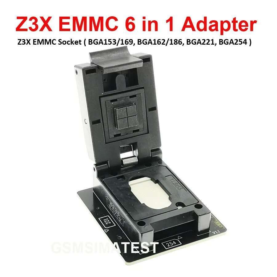 Soket Adaptor EMMC Z3X 6 in 1, Z3X, EASY JTAG PLUS, port UFI BOX, BGA153, 169, BGA162, 186, Adaptor