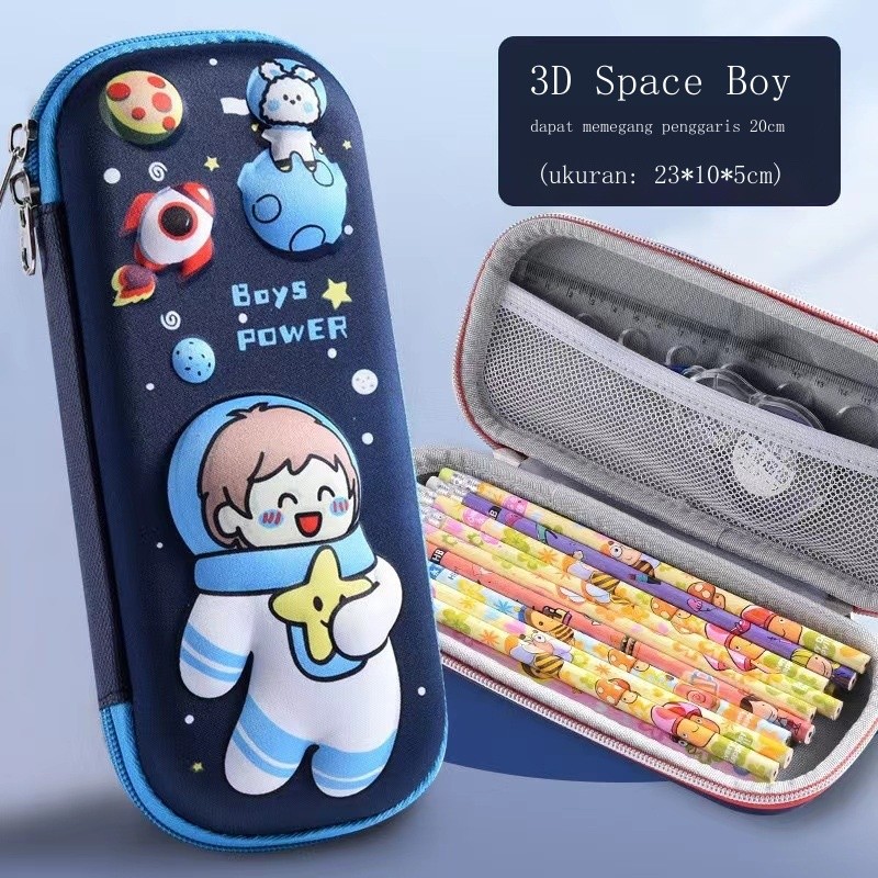 

L Kotak Pensil Tiga Dimensi 3D untuk Kotak Pensil Astronot Anak Laki-laki dengan Kapasitas Besar da