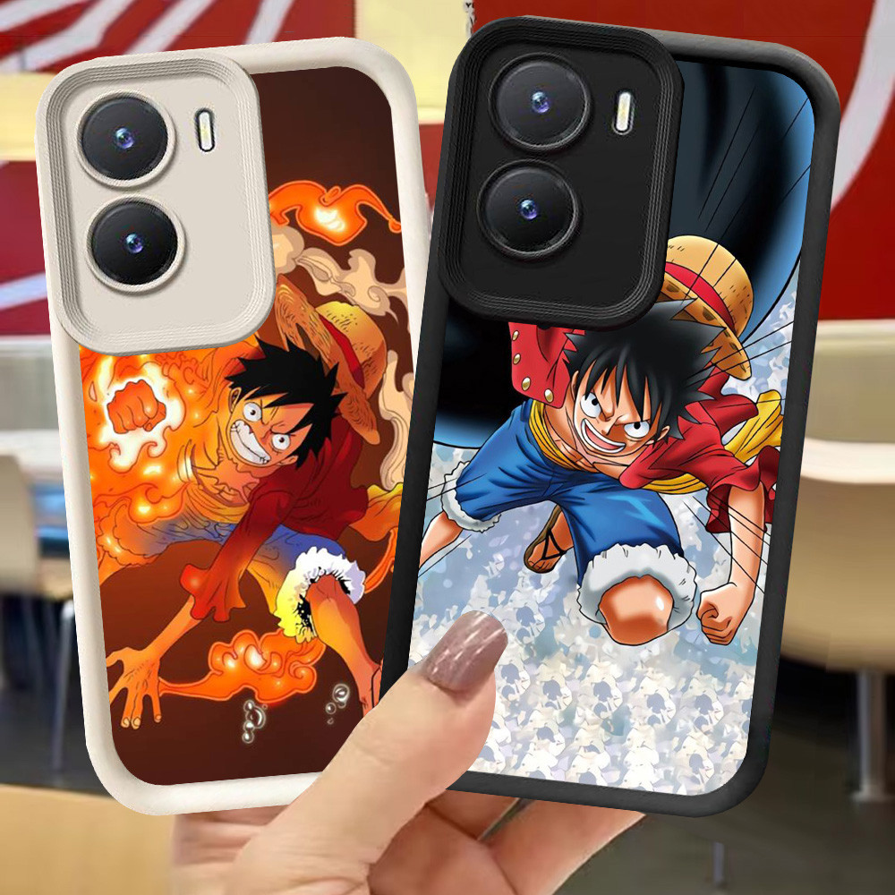 XI40 One Piece Luffy Casing untuk VIVO IQOO Y75 Y01 V17 V60 Y73 Z9X Z9 Y83 Y01A 2021 5G Hitam Putih