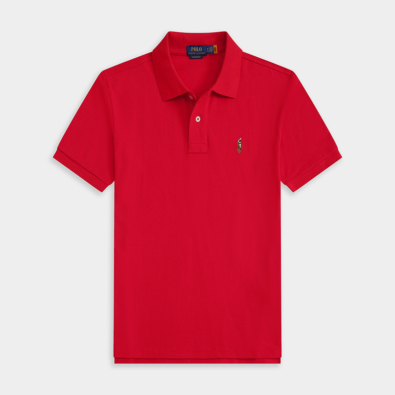 Kaos Polo Shirt Kerah Pria  Musim panas bordir besar warna kuda pria Polo katun ukuran longgar lenga