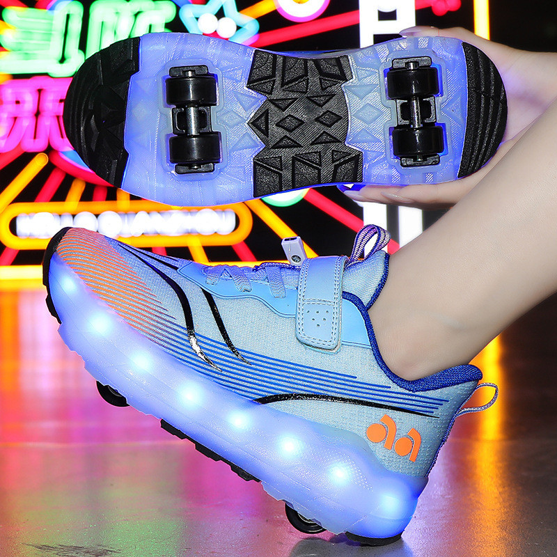 Sepatu Heelys Roda Dua Dan Empat Anak Anak Remaja Bongkar Pasang Gratis Ongkir LED  Sepatu anak-anak