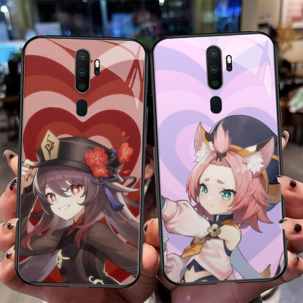 XI87 Genshin Kaca Casing untuk OPPO A9 F11 A5 Reno 2Z A9X 2F 2020 Pro HD