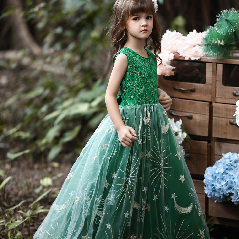 Gaun  Gamis Pesta Pernikahan Ulang Tahun Anak Anak Perempuan  Putri Panjang Natal Red Girls 'Fashion