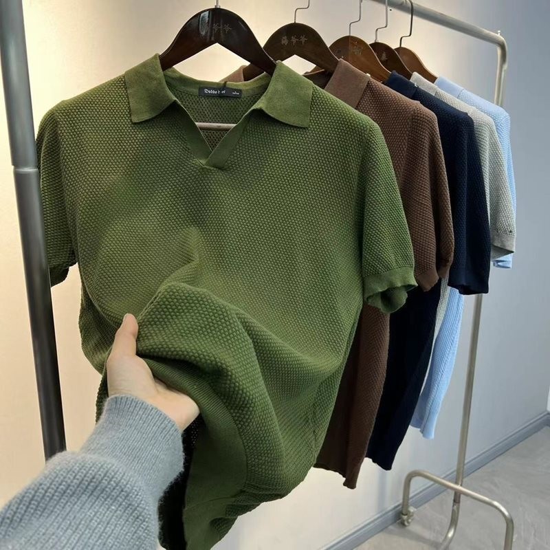 Kaos Polo Shirt Kerah Pria  100 katun jarum nanas musim panas high-end seagull kerah breathable ring