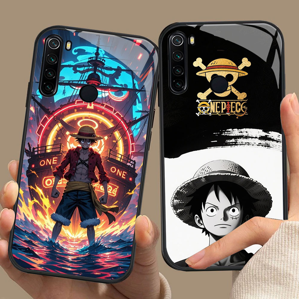 HK-76 One Piece Luffy HD Glass Casing untuk Xiaomi Redmi 8 8A 9  Note 8 10 Pro Lite