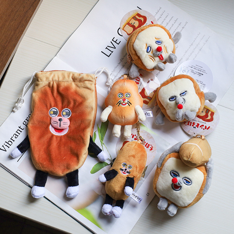 Boneka Viral  Pencuri di sekitar gantungan plush roti panggang tikus aneh boneka uang kecil tas head
