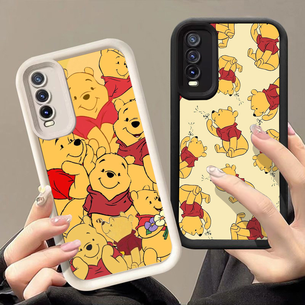 Q-51 winnie the pooh Casing hitam putih untuk VIVO Y20 Y20i Y20s Y11s Y12s Y12a Y20a Y20g Case Cover