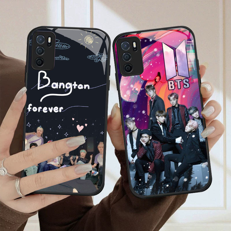 HK-61 BTS Boy HD Glass Casing untuk OPPO A16 A16S A54S A95 A74 F19 F19S Reno 6 Lite