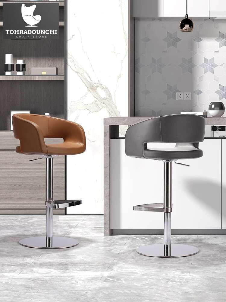 Kursi rumah tangga mengangkat kursi punggung berputar stainless steel bar kaki tinggi bangku duduk n