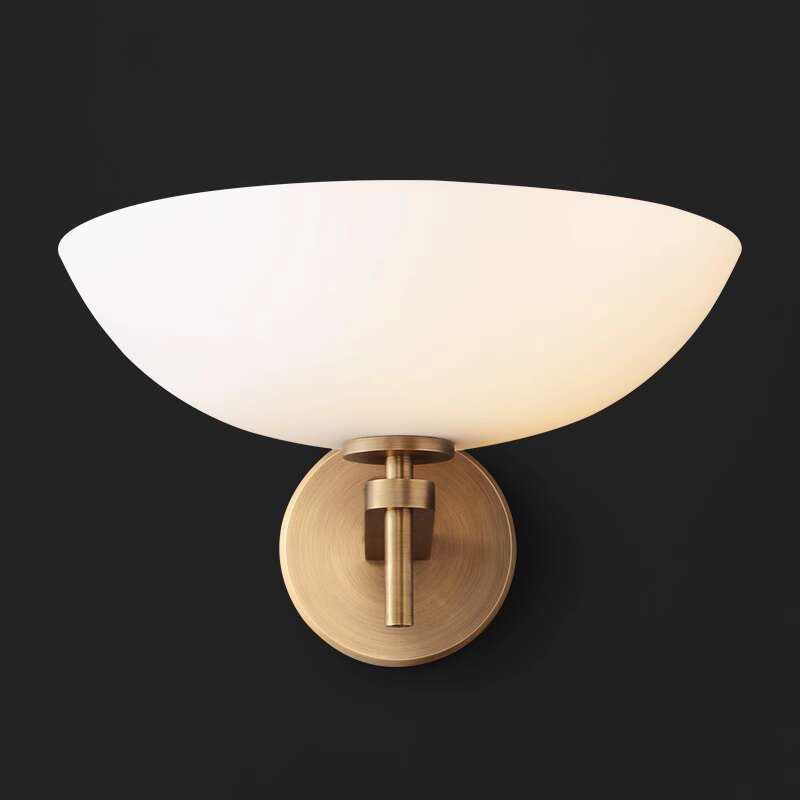 Kampung gaya Amerika penuh tembaga kamar sisi tidur Perancis minimum susu kaca putih latar belakang 