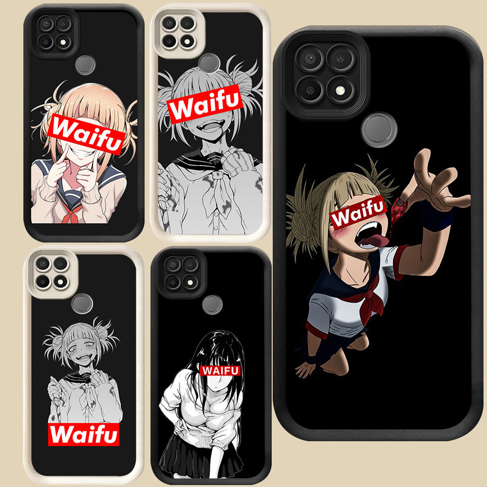 R65 Waifu Anime Girl Hitam Casing untuk Realme C21 OPPO A15 C12 A15s C15 C25S C25Y C25 A35 Narzo 30A