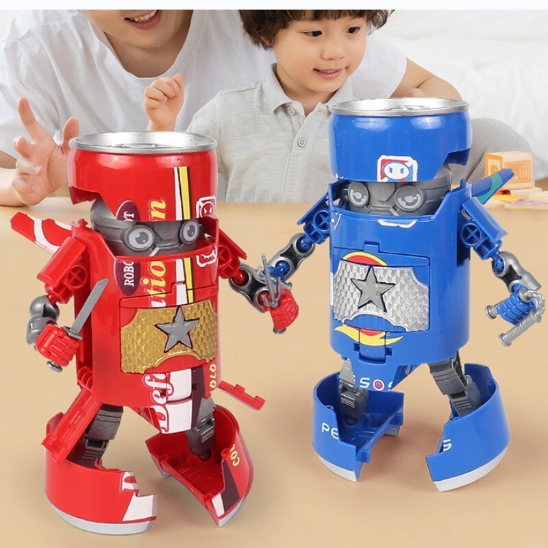 Robot Mainan Anak  Red Coca-Cola kreatif deformasi soda samurai minuman kingkong mobil mudah ditarik